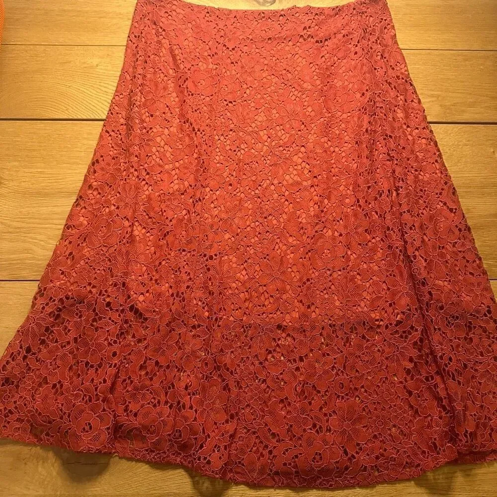 NY & Co orange lace skirt 12